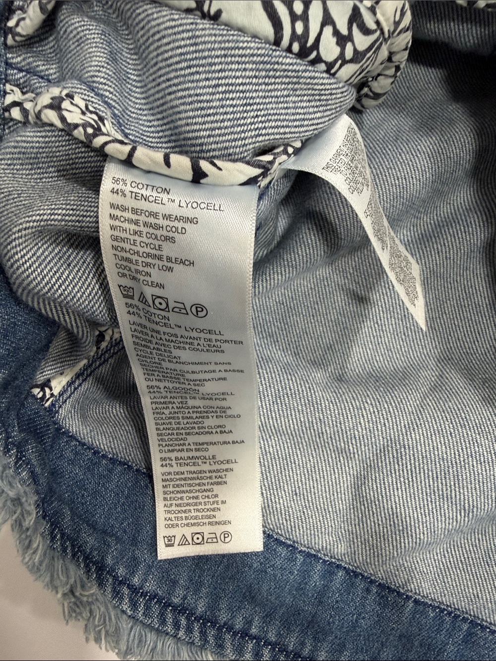Tommy Bahama Frayed Collarless Denim Jean Jacket, SMALL - Picture 6 of 8